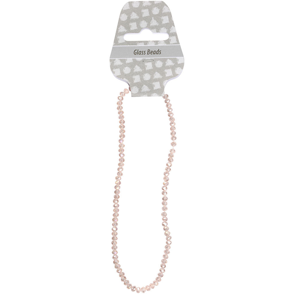 Perline Sfaccettate, misura 3x4 mm, misura buco 0,8 mm, rosato, 100 pz/ 1 conf. [HOB-61666]