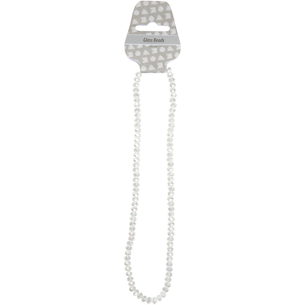 Perline Sfaccettate, misura 5x6 mm, misura buco 1 mm, cristallo, 100 pz/ 1 conf. [HOB-61672]