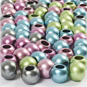 Perline pony, diam 10 mm, misura buco 4 mm, ca. 145 pz, colori metallici, 60 g, 125 ml/ 1 conf. [HOB-617180]