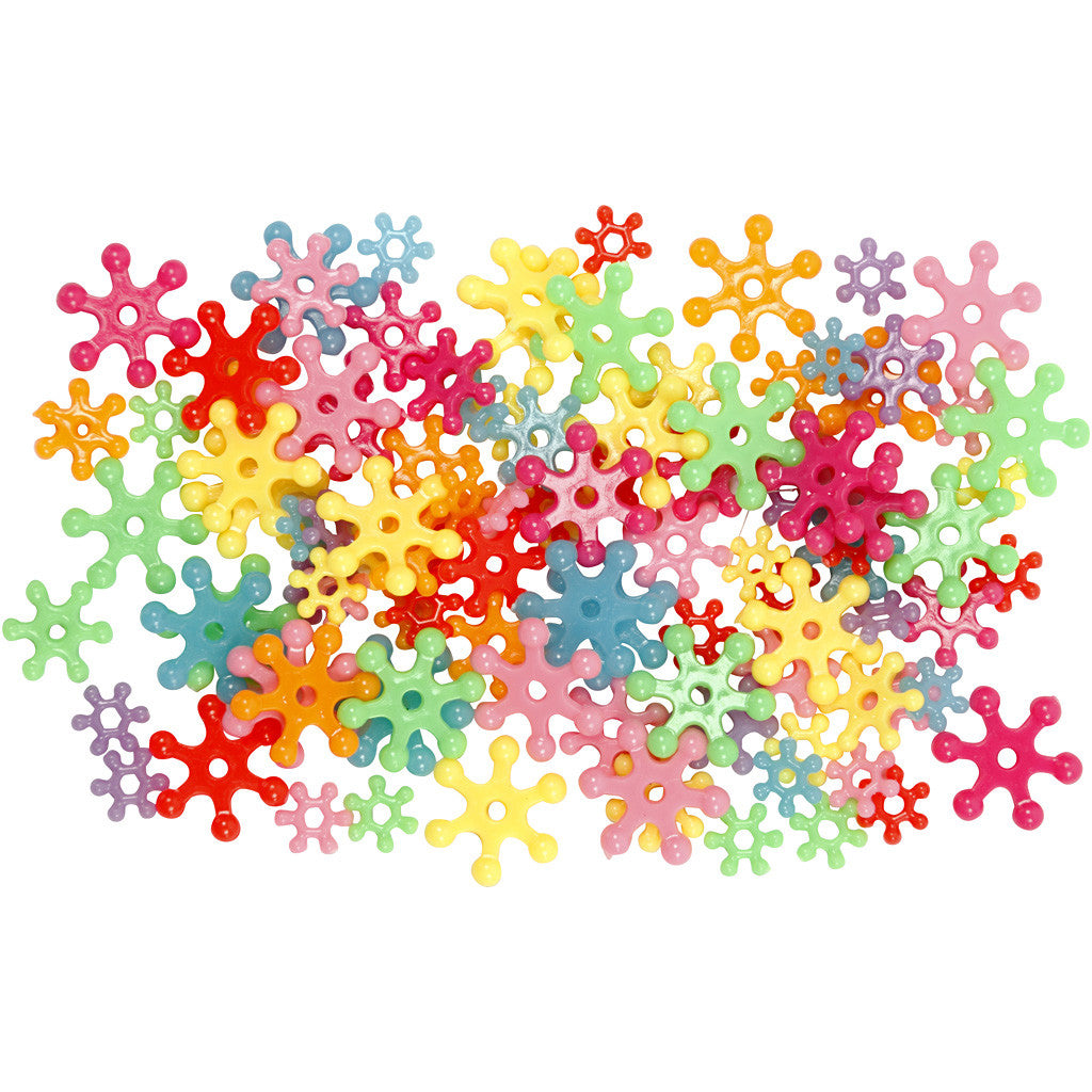 Perline in Plastica Forme Originali, diam 7-13,5 mm, misura buco 2 mm, ca. 4000 pz, colori asst., 270 g, 700 ml/ 1 vasch. [HOB-61761]