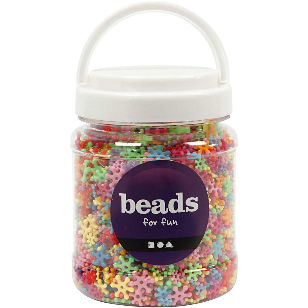 Perline in Plastica Forme Originali, diam 7-13,5 mm, misura buco 2 mm, ca. 4000 pz, colori asst., 270 g, 700 ml/ 1 vasch. [HOB-61761]