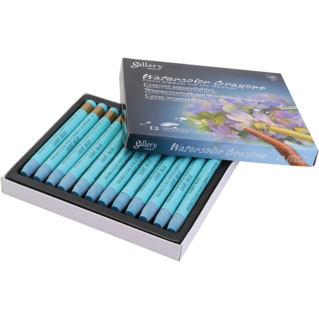 Watercolor Crayons, light blue, 12 pc