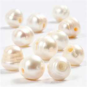 Perle d'acqua dolce, misura 9-11 mm, misura buco 2 mm, madreperla, 10 pz/ 1 conf. [HOB-631242]