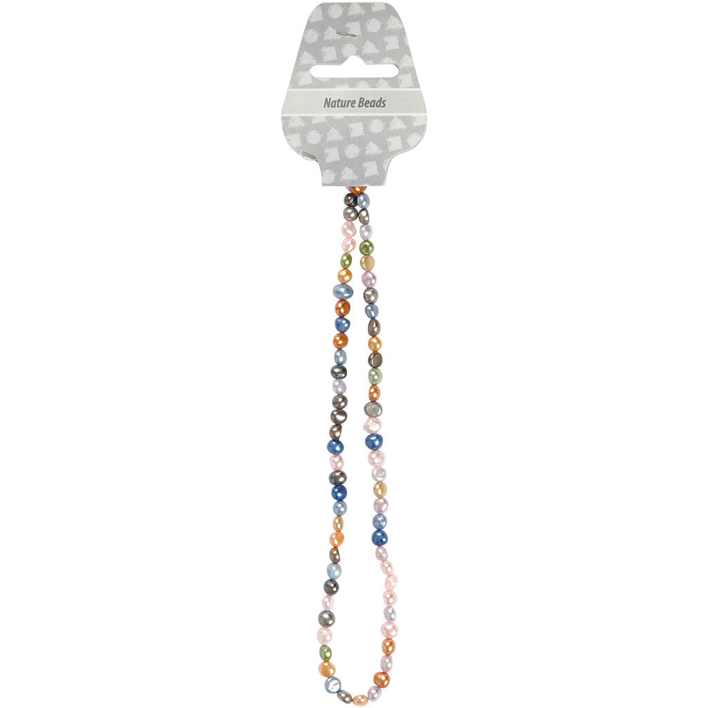 Perle d'acqua dolce, misura 5-6 mm, misura buco 0,5 mm, ca. 70 pz, 40 cm/ 1 conf. [HOB-631580]