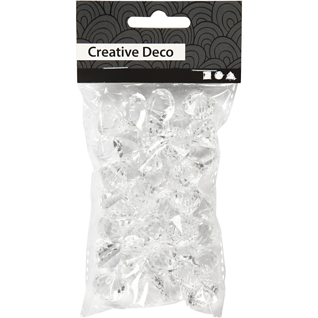 Perline acriliche, misura 17x16 mm, misura buco 1,2 mm, lucido trasparente, 43 pz/ 1 conf. [HOB-636880]