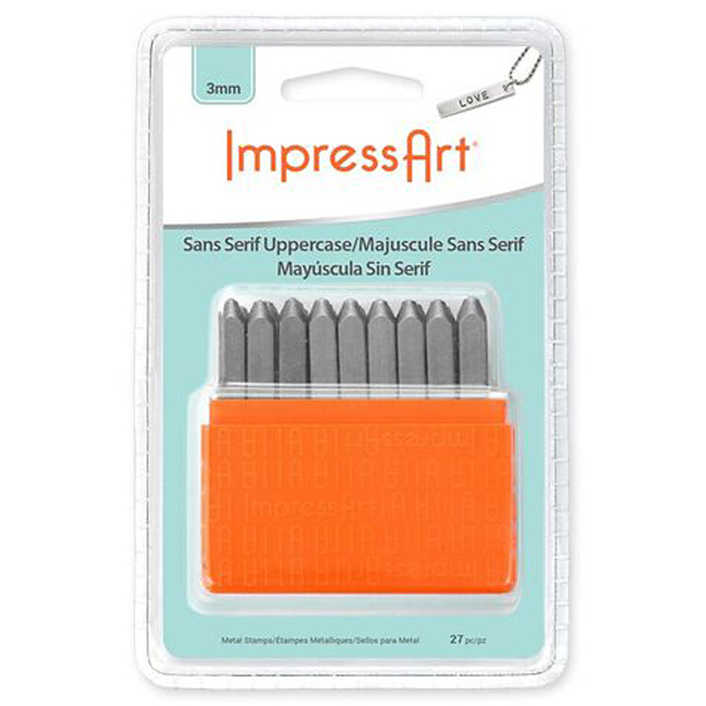 Set di timbri per embossing, Lettere capitali, misura 3 mm, Carattere: Sans Serif , 27 pz/ 1 set [HOB-67564]