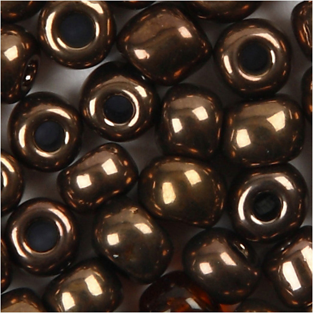 Perline Rocaille, diam 3 mm, misura 8/0, misura buco 0,6-1,0 mm, bronzo, 25 g/ 1 conf. [HOB-682221]