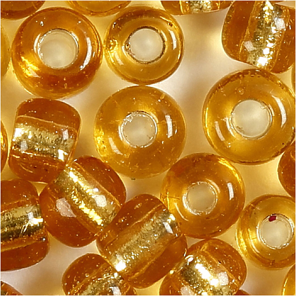 Perline Rocaille, diam 3 mm, misura 8/0, misura buco 0,6-1,0 mm, oro, 25 g/ 1 conf. [HOB-682241]