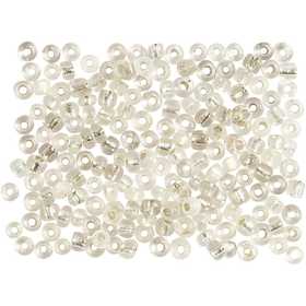 Perline Rocaille, diam 3 mm, misura 8/0, misura buco 0,6-1,0 mm, argento, 25 g/ 1 conf. [HOB-682271]
