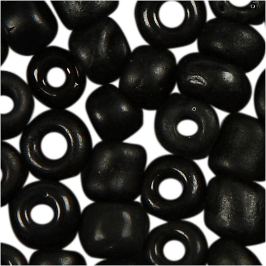 Perline Rocaille, diam 3 mm, misura 8/0, misura buco 0,6-1,0 mm, nero satinato, 25 g/ 1 conf. [HOB-682291]