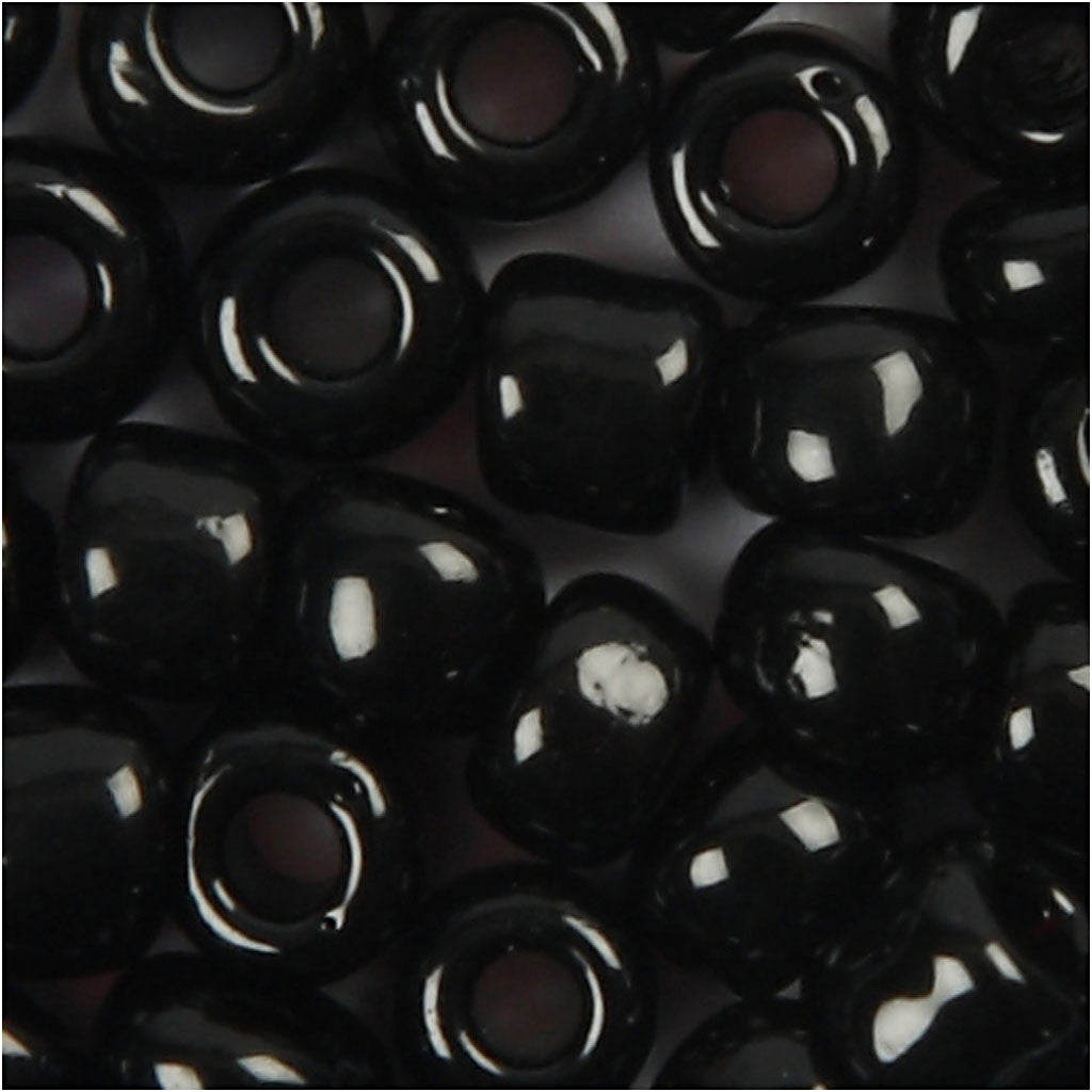 Perline Rocaille, diam 3 mm, misura 8/0, misura buco 0,6-1,0 mm, nero, 25 g/ 1 conf. [HOB-682341]