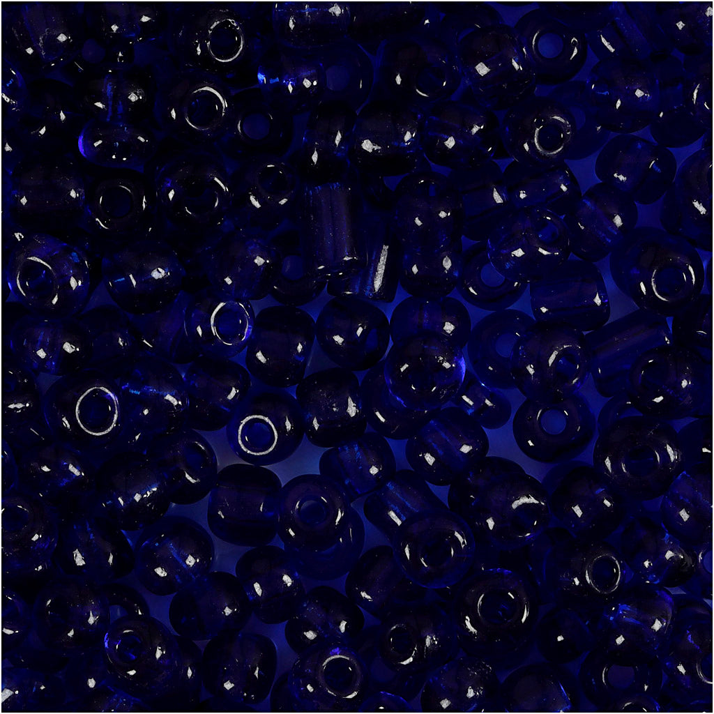 Rocaille Seed Beads, dia. 4 mm, size 6/0, hole size 0,9-1,2 mm, cobalt blue, 25 g