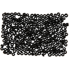 Perline Rocaille, diam 2 mm, misura 12/0, misura buco 0,8 mm, nero, 25 g/ 1 conf. [HOB-682831]