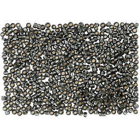 Perline Rocaille, diam 1,7 mm, misura 15/0, misura buco 0,5-0,8 mm, grigio verde, 25 g/ 1 conf. [HOB-686740]