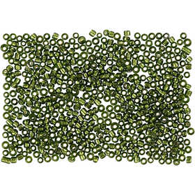 Perline Rocaille, diam 1,7 mm, misura 15/0, misura buco 0,5-0,8 mm, verde erba, 25 g/ 1 conf. [HOB-686760]