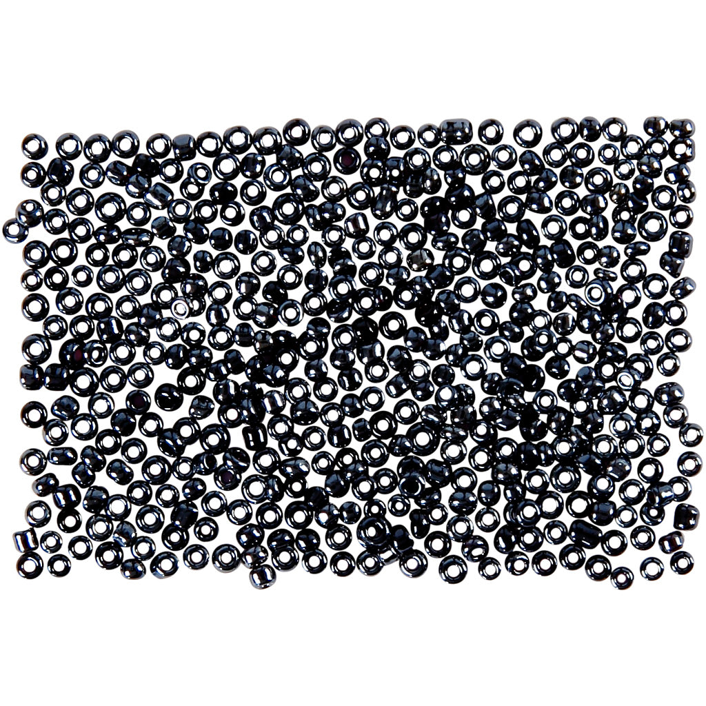 Rocaille Seed Beads, dia. 1,7 mm, size 15/0, hole size 0,5-0,8 mm, dark grey, 500 g/ 1 bag