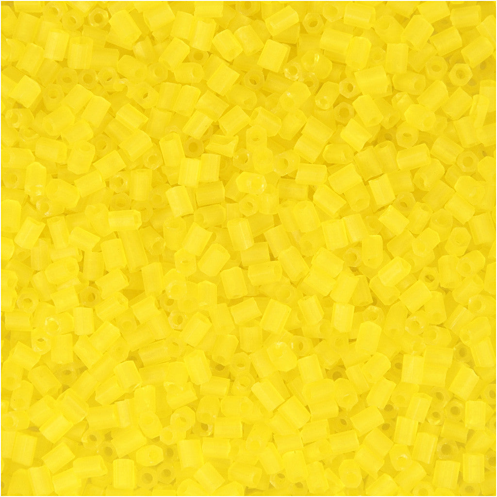 Perline rocaille 2-cut, diam 1,7 mm, misura 15/0, misura buco 0,5 mm, transparent giallo, 25 g/ 1 conf. [HOB-687780]