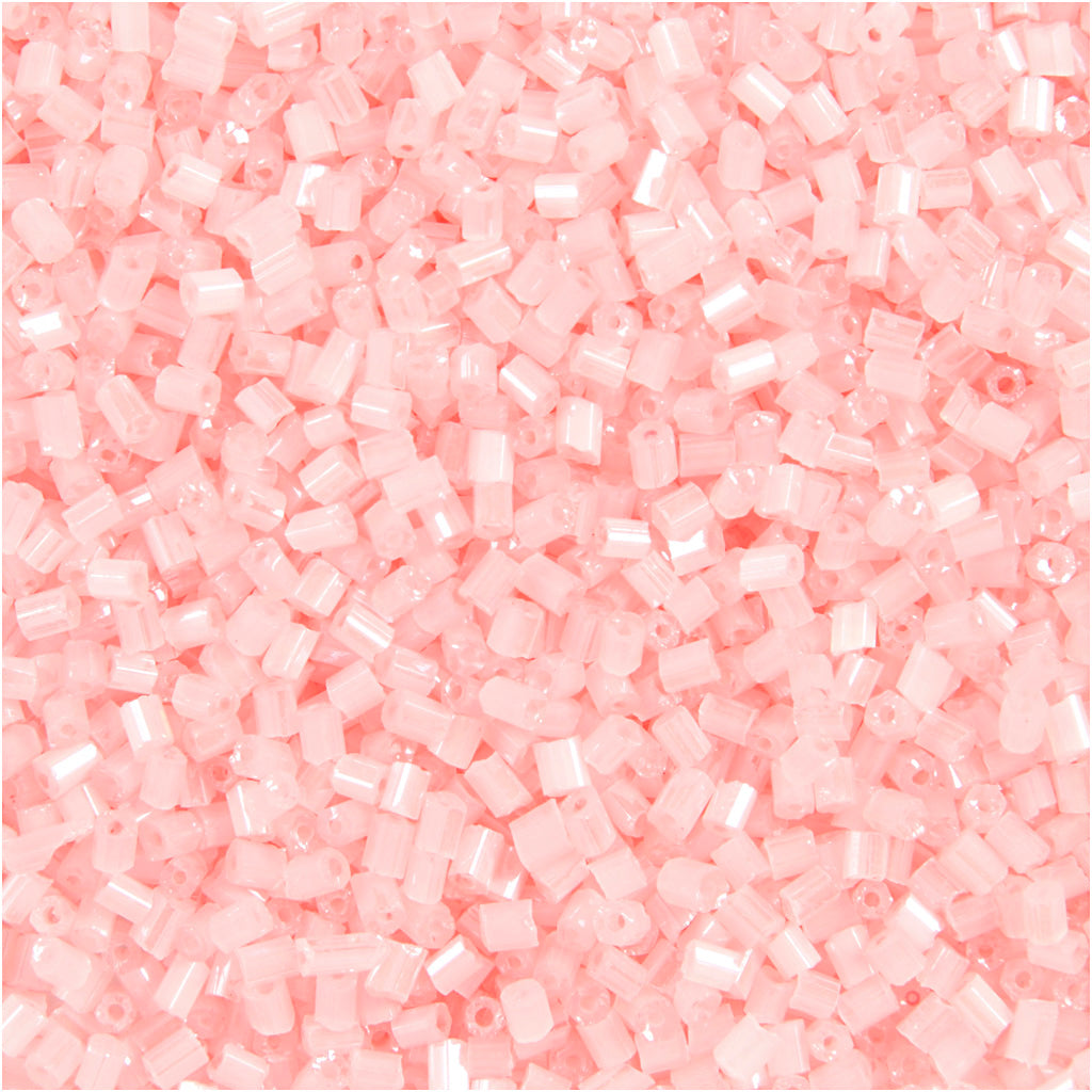 Rocaille Seed Beads 2-cut, dia. 1,7 mm, size 15/0, hole size 0,5 mm, transparent rose, 25 g
