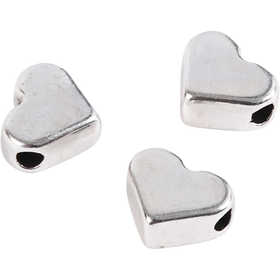 Perla spaziatrice, misura 5,5x7 mm, misura buco 1 mm, placcato argento, 3 pz/ 1 conf. [HOB-69091]