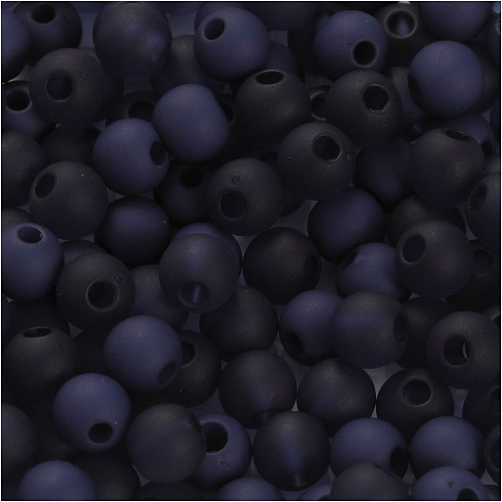 Perle in plastica, diam 6 mm, misura buco 2 mm, ca. 150 pz, blu, 40 g/ 1 conf. [HOB-69593]