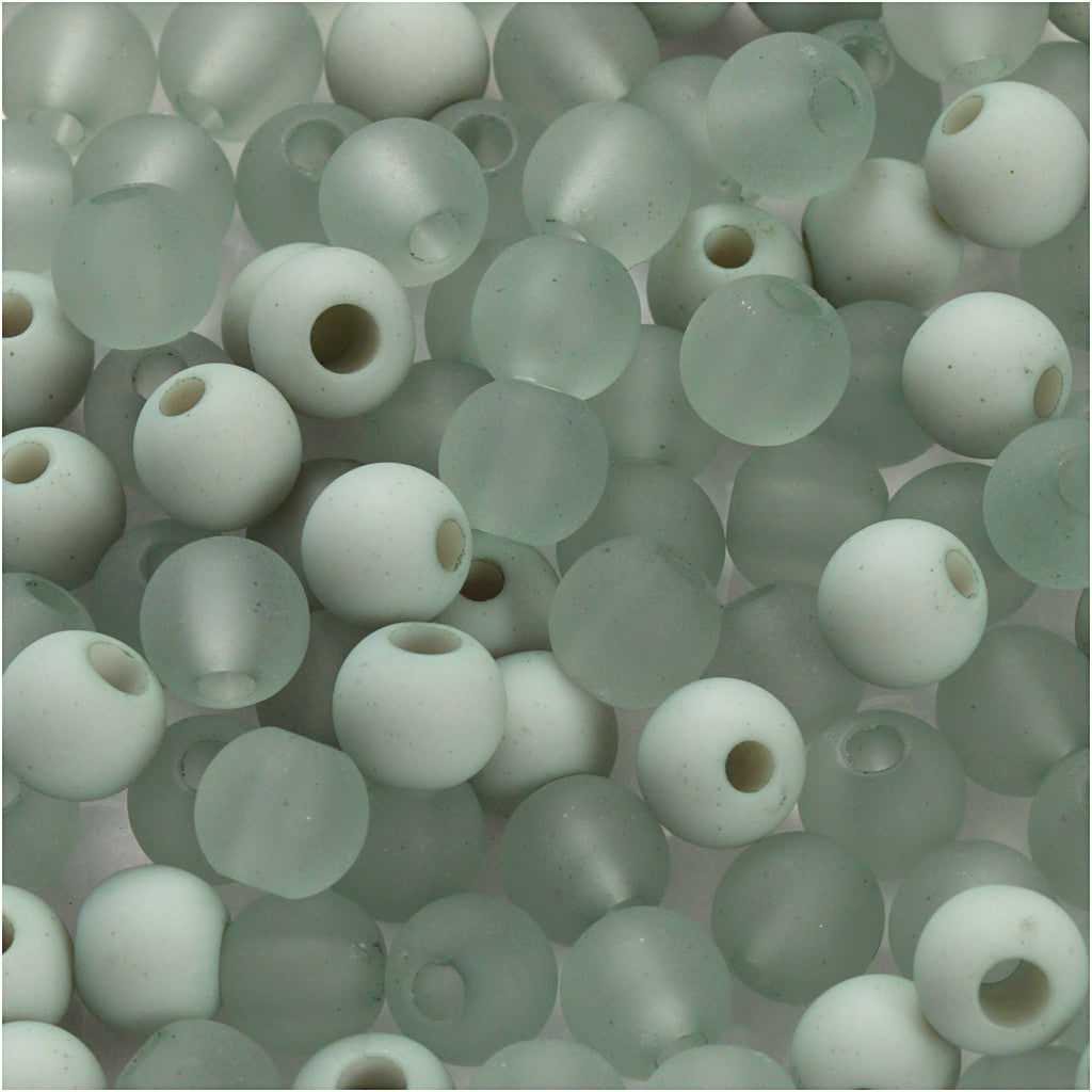 Perle in plastica, diam 6 mm, misura buco 2 mm, ca. 150 pz, verde chiaro, 40 g/ 1 conf. [HOB-69594]