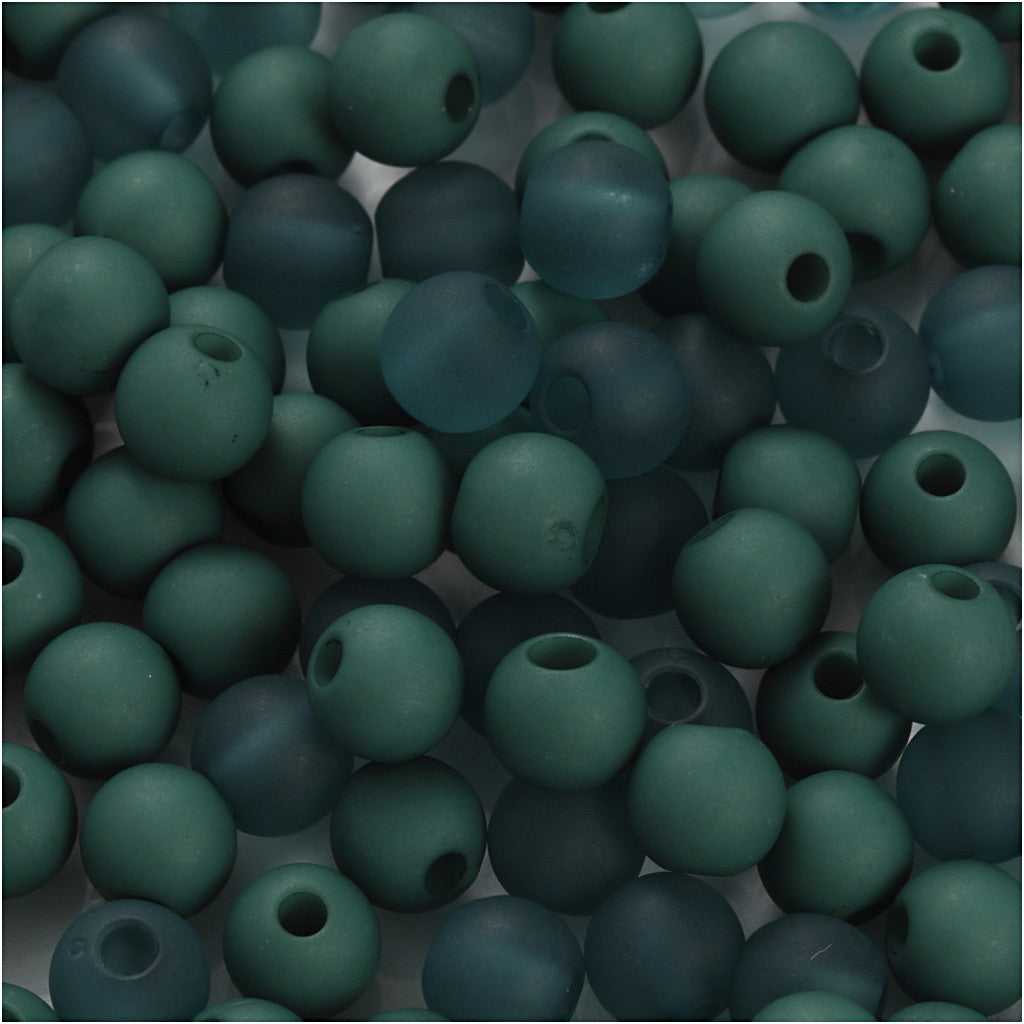 Perle in plastica, diam 6 mm, misura buco 2 mm, ca. 150 pz, bottle green, 40 g/ 1 conf. [HOB-69595]