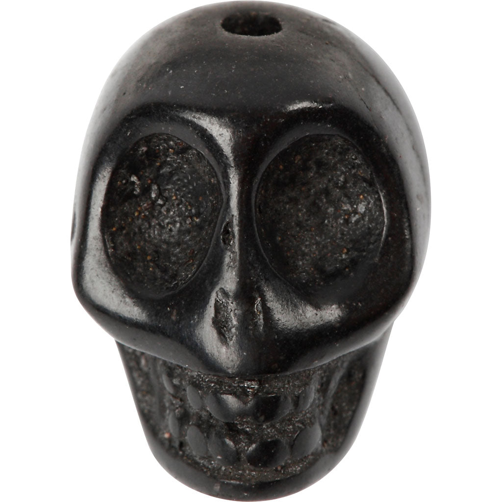 Perline howlite, diam 12 mm, misura buco 1,5 mm, nero, 32 pz/ 1 conf. [HOB-69921]