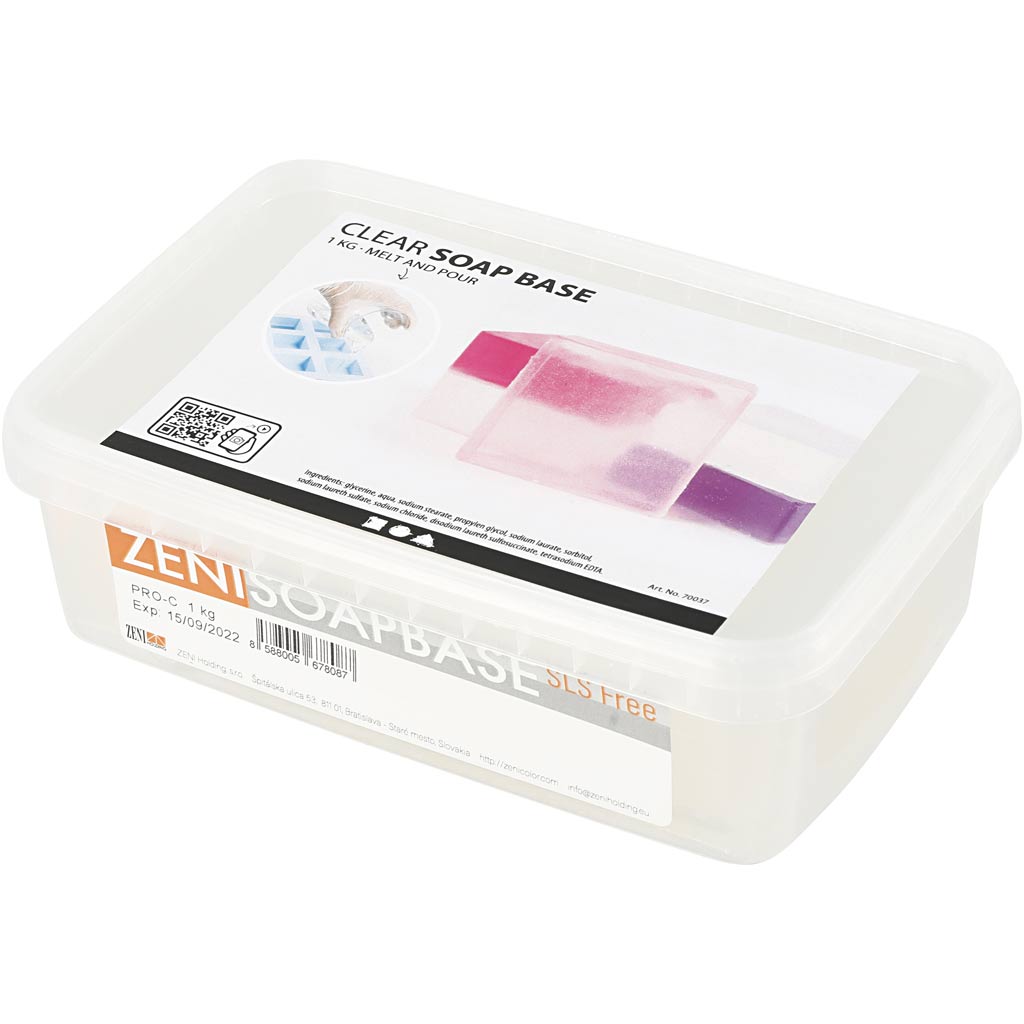 Base per sapone trasparente, trasparente, 1 kg [HOB-70038]