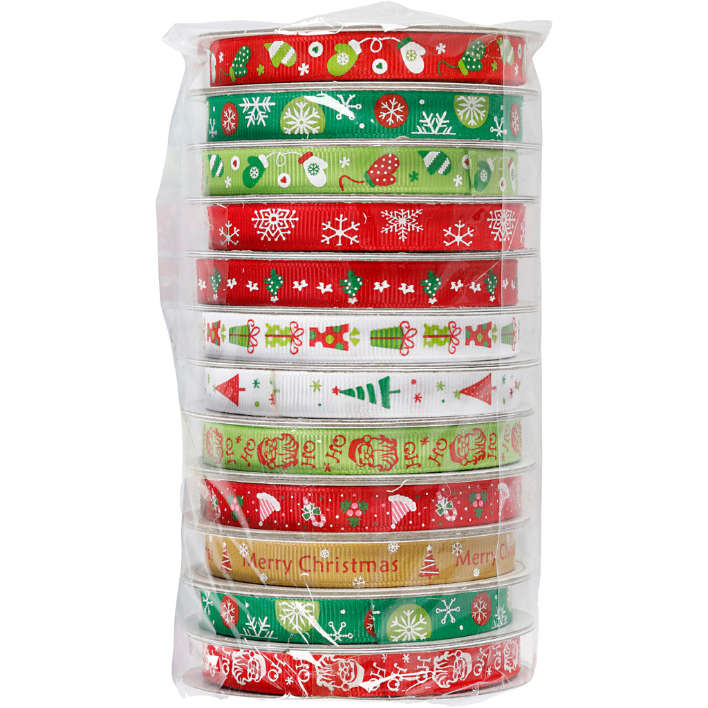 Nastri di Natale, L: 10 mm, 12x3 m/ 1 conf. [HOB-721257]