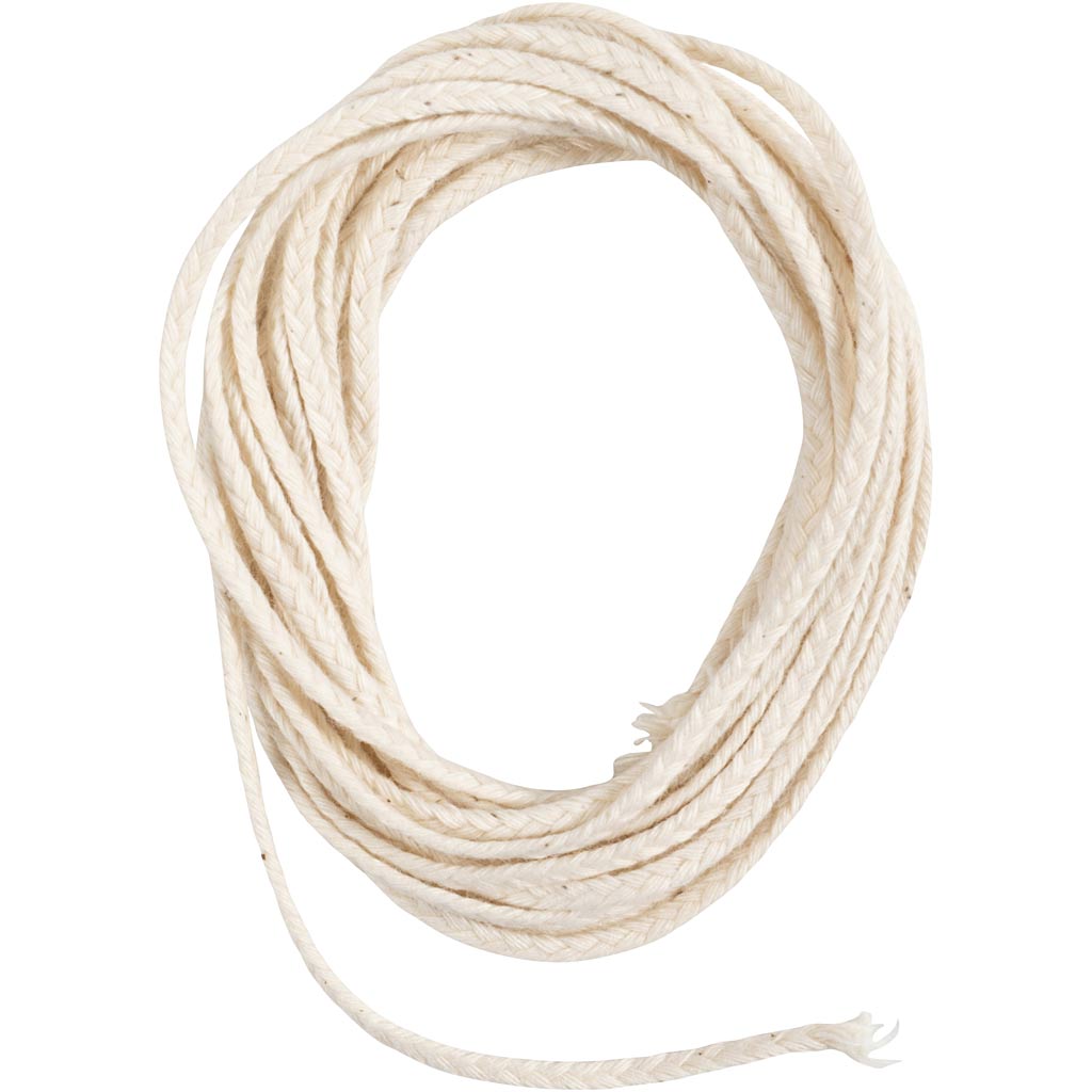 Wick, Suitable for dipped candles (dia. 30 mm) and moulded candles (dia. 80–100 mm) , W: 2 mm, 100 g, 3 m