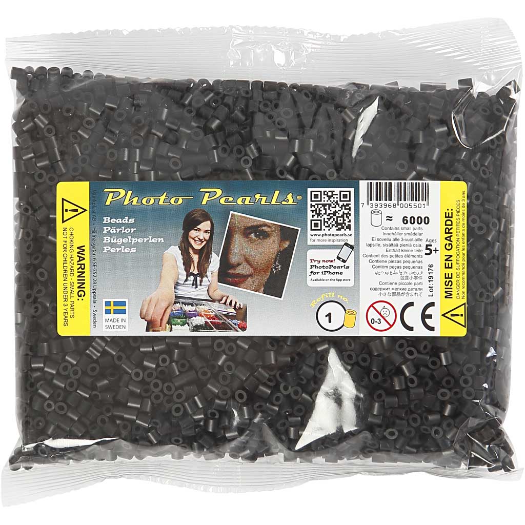 Perline a tubetto, misura 5x5 mm, misura buco 2,5 mm, medium, nero (32220), 6000 pz/ 1 conf. [HOB-751011]