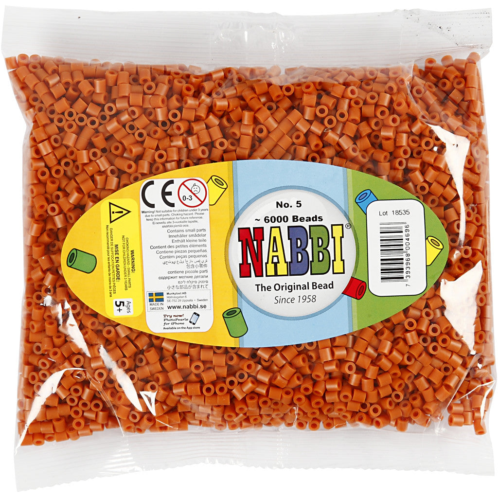 Perline a tubetto, misura 5x5 mm, misura buco 2,5 mm, medium, rosso marrone (32254), 6000 pz/ 1 conf. [HOB-751051]