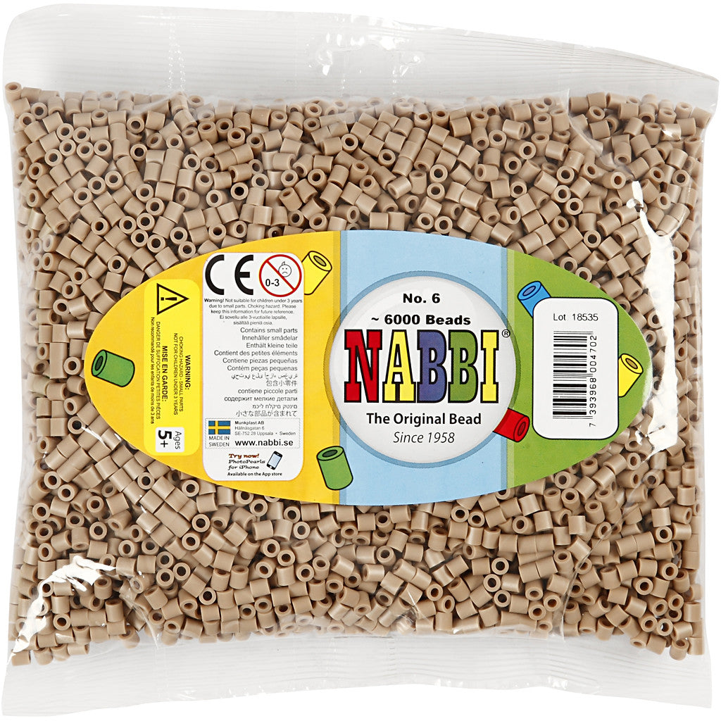 Perline a tubetto, misura 5x5 mm, misura buco 2,5 mm, medium, beige (32248), 6000 pz/ 1 conf. [HOB-751061]