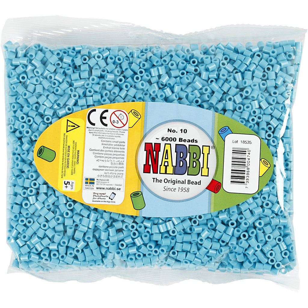 Perline a tubetto, misura 5x5 mm, misura buco 2,5 mm, medium, turchese (32256), 6000 pz/ 1 conf. [HOB-751101]