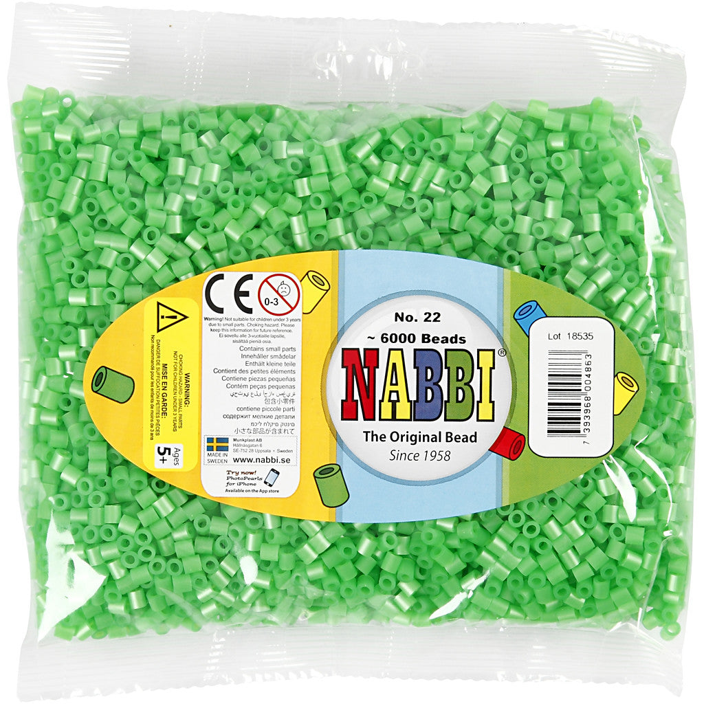 Perline a tubetto, misura 5x5 mm, misura buco 2,5 mm, medium, verde madreperlato (32240), 6000 pz/ 1 conf. [HOB-751221]