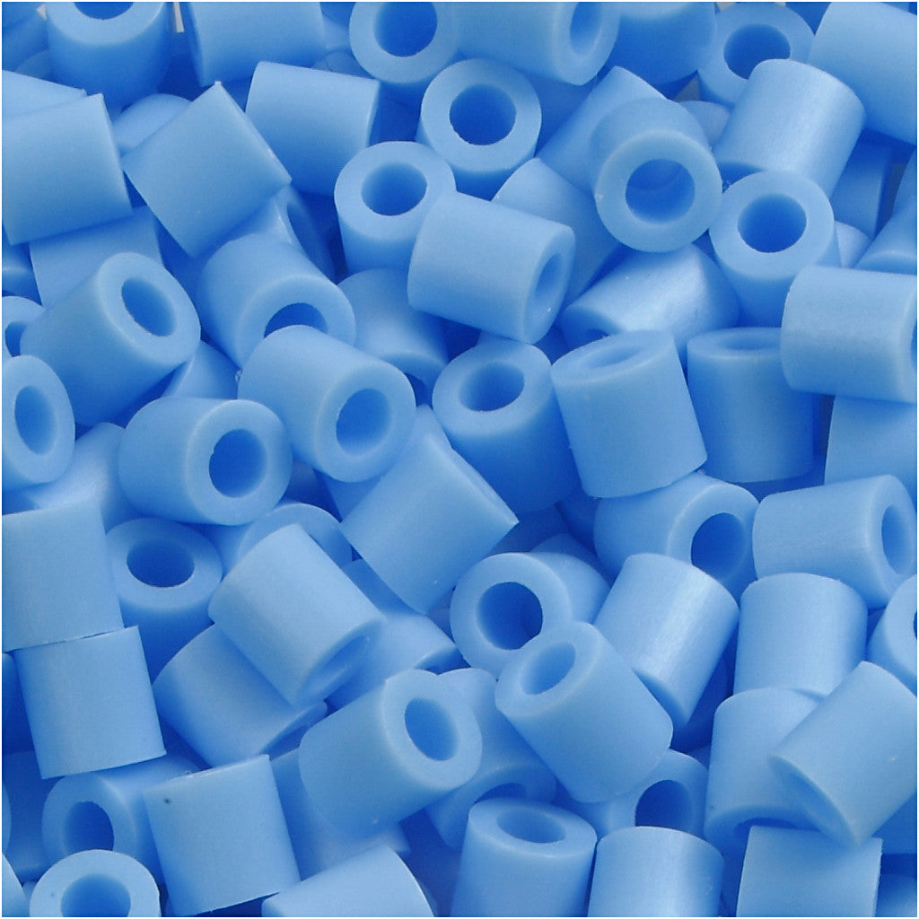 Perline a tubetto, misura 5x5 mm, misura buco 2,5 mm, medium, blu pastello (32224), 6000 pz/ 1 conf. [HOB-751231]