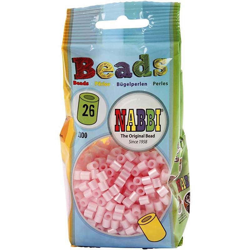 Perline a tubetto, misura 5x5 mm, misura buco 2,5 mm, medium, rosato madreperlato (32259), 1100 pz/ 1 conf. [HOB-751260]