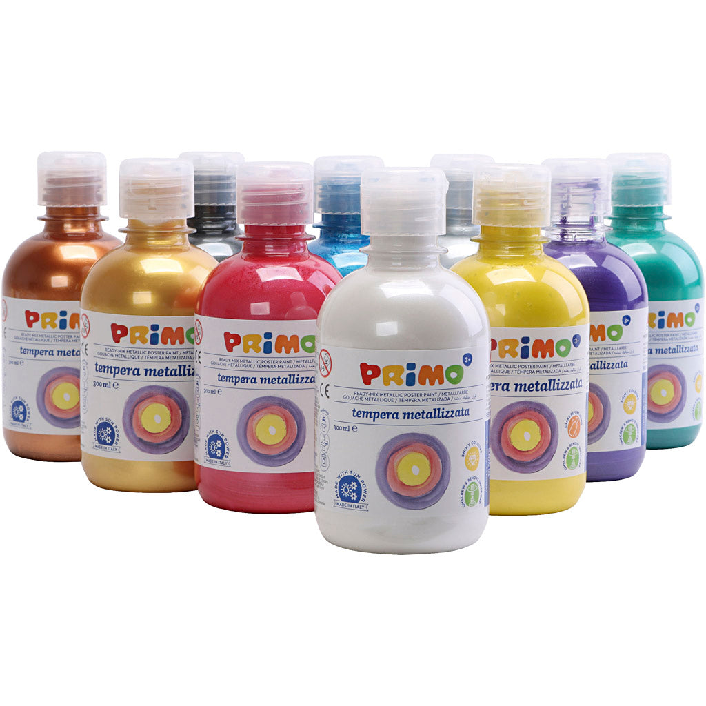 Pittura Tempera Metallizzata , colori asst., 10x300 ml/ 1 conf. [HOB-629890]