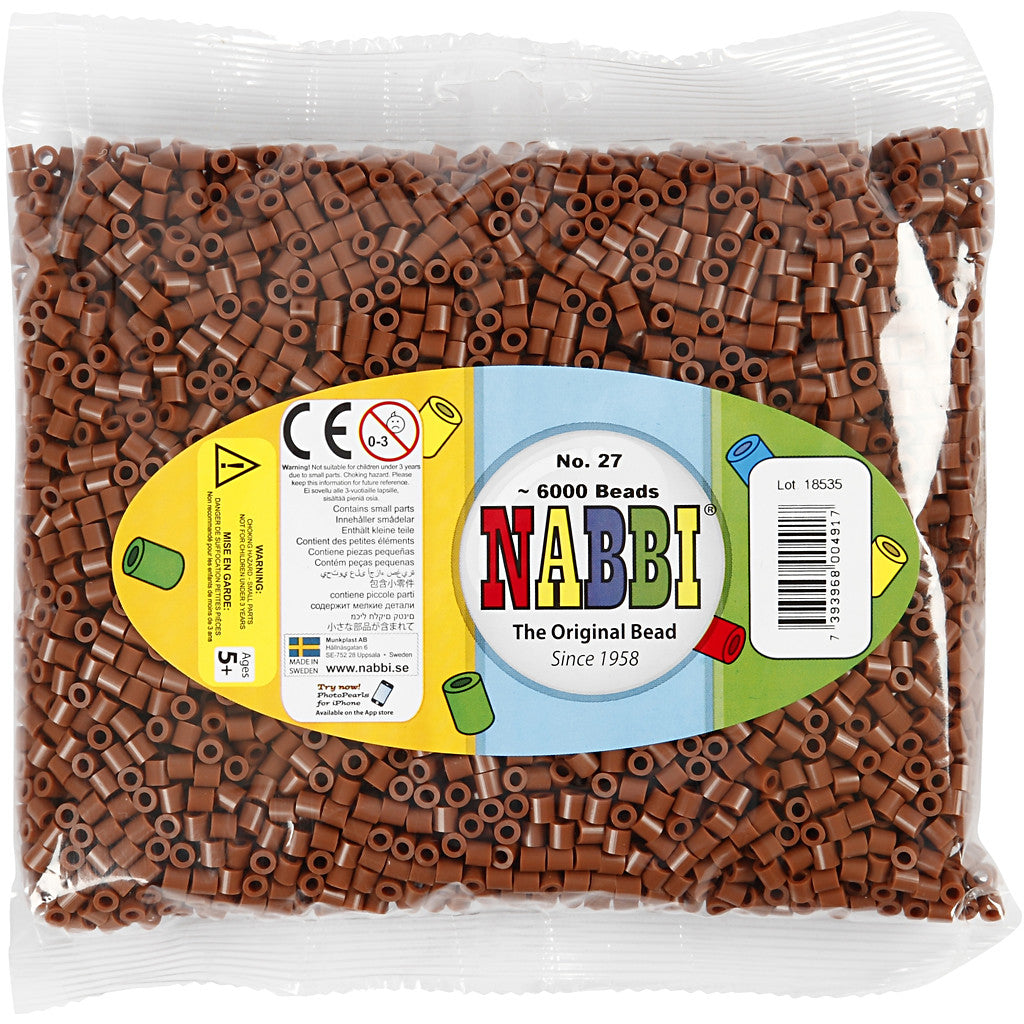 Perline a tubetto, misura 5x5 mm, misura buco 2,5 mm, medium, cioccolato (32249), 6000 pz/ 1 conf. [HOB-751271]