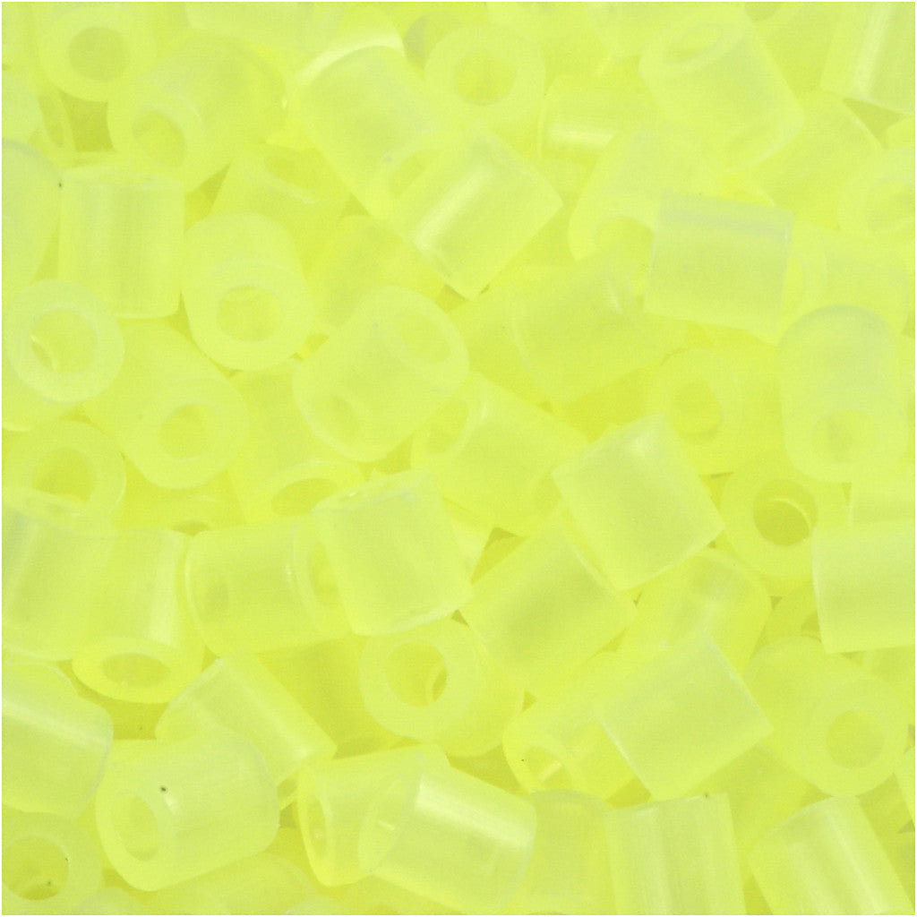 Perline a tubetto, misura 5x5 mm, misura buco 2,5 mm, medium, giallo neon (32223), 6000 pz/ 1 conf. [HOB-751281]