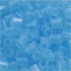 Perline a tubetto, misura 5x5 mm, misura buco 2,5 mm, medium, blu neon (32235), 1100 pz/ 1 conf. [HOB-751290]