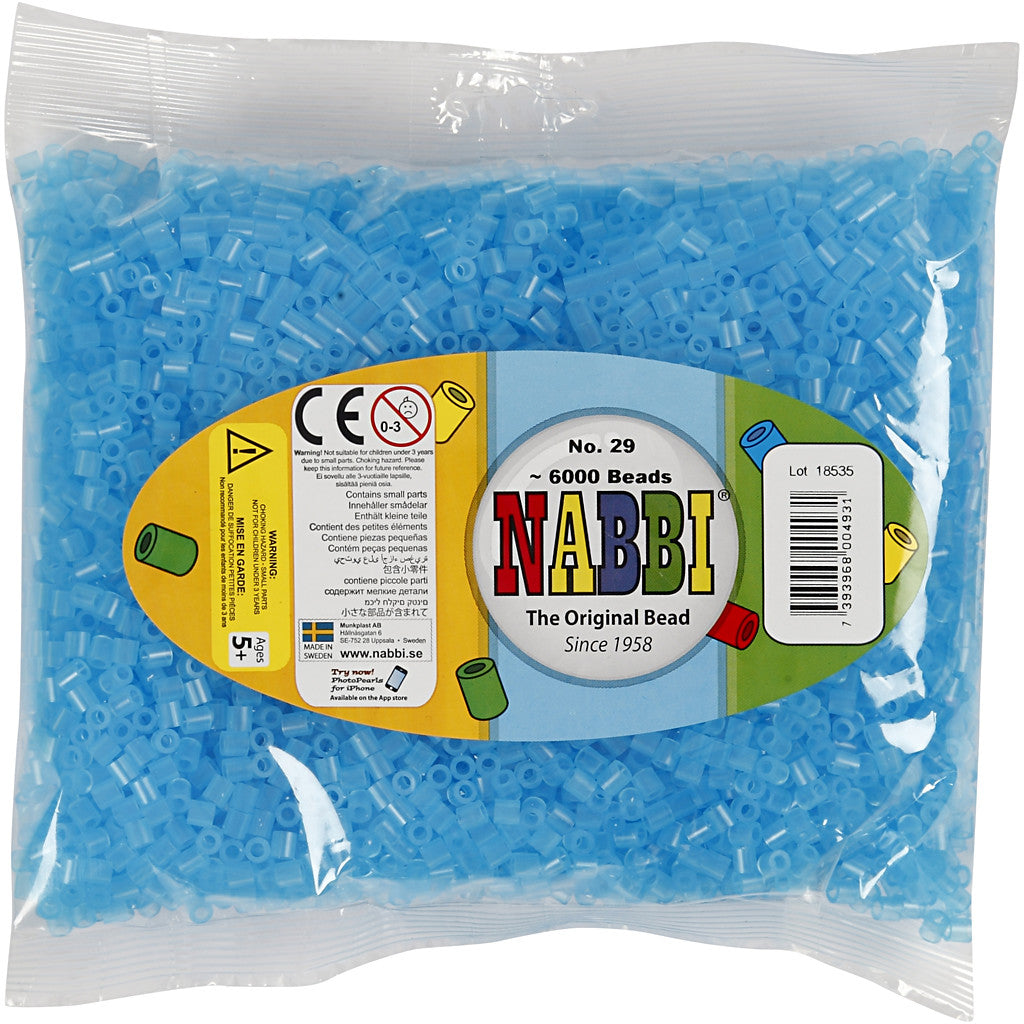 Perline a tubetto, misura 5x5 mm, misura buco 2,5 mm, medium, blu neon (32235), 6000 pz/ 1 conf. [HOB-751291]