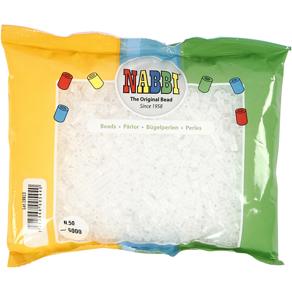 Perline a tubetto, misura 5x5 mm, misura buco 2,5 mm, medium, chiaro trasparente (32264), 6000 pz/ 1 conf. [HOB-751321]