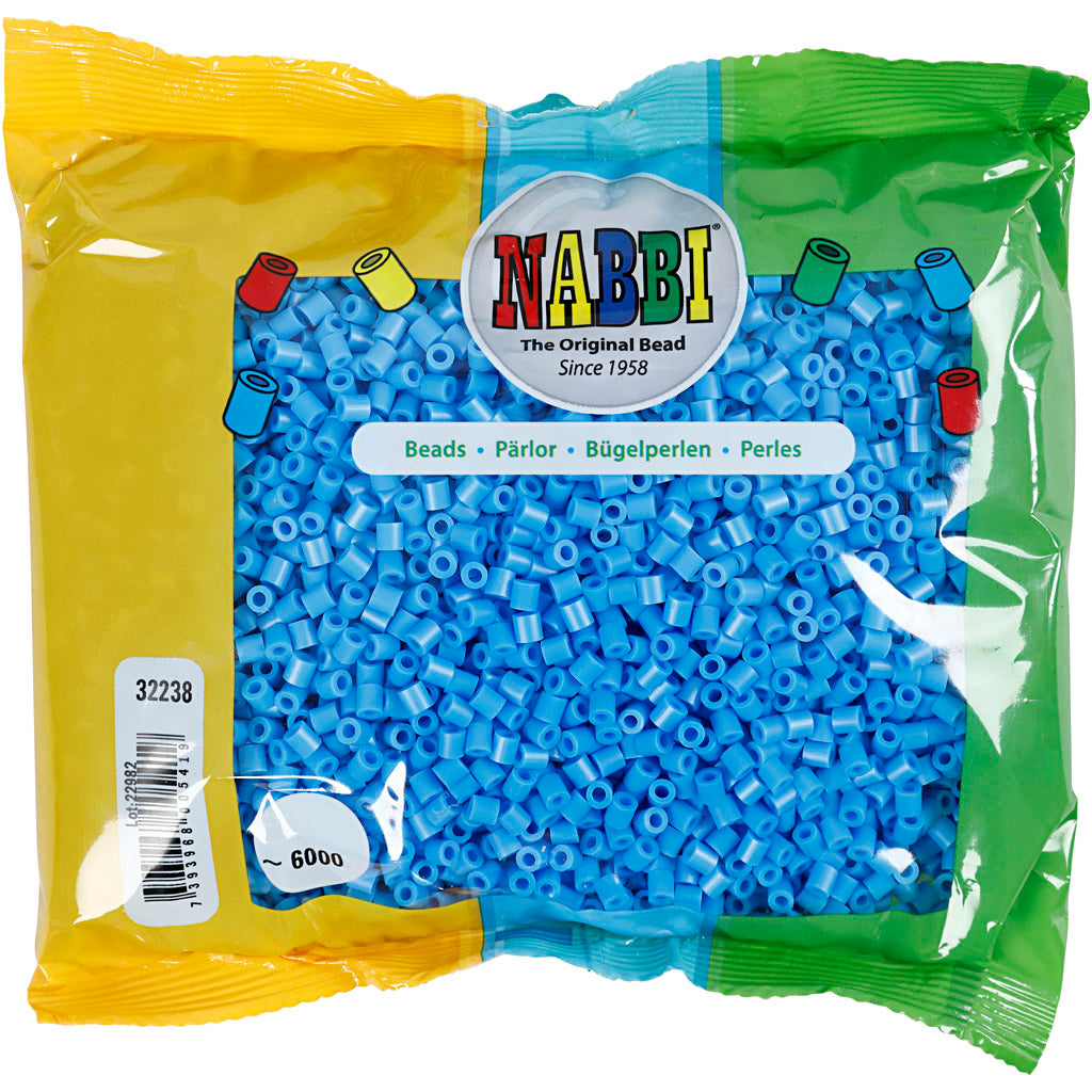 Perline a tubetto, misura 5x5 mm, misura buco 2,5 mm, medium, blu (32238), 6000 pz/ 1 conf. [HOB-751371]