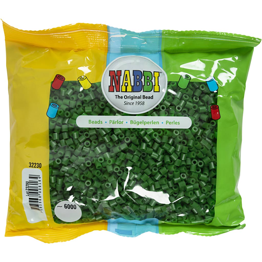Perline a tubetto, misura 5x5 mm, misura buco 2,5 mm, medium, verde (32230), 6000 pz/ 1 conf. [HOB-751381]