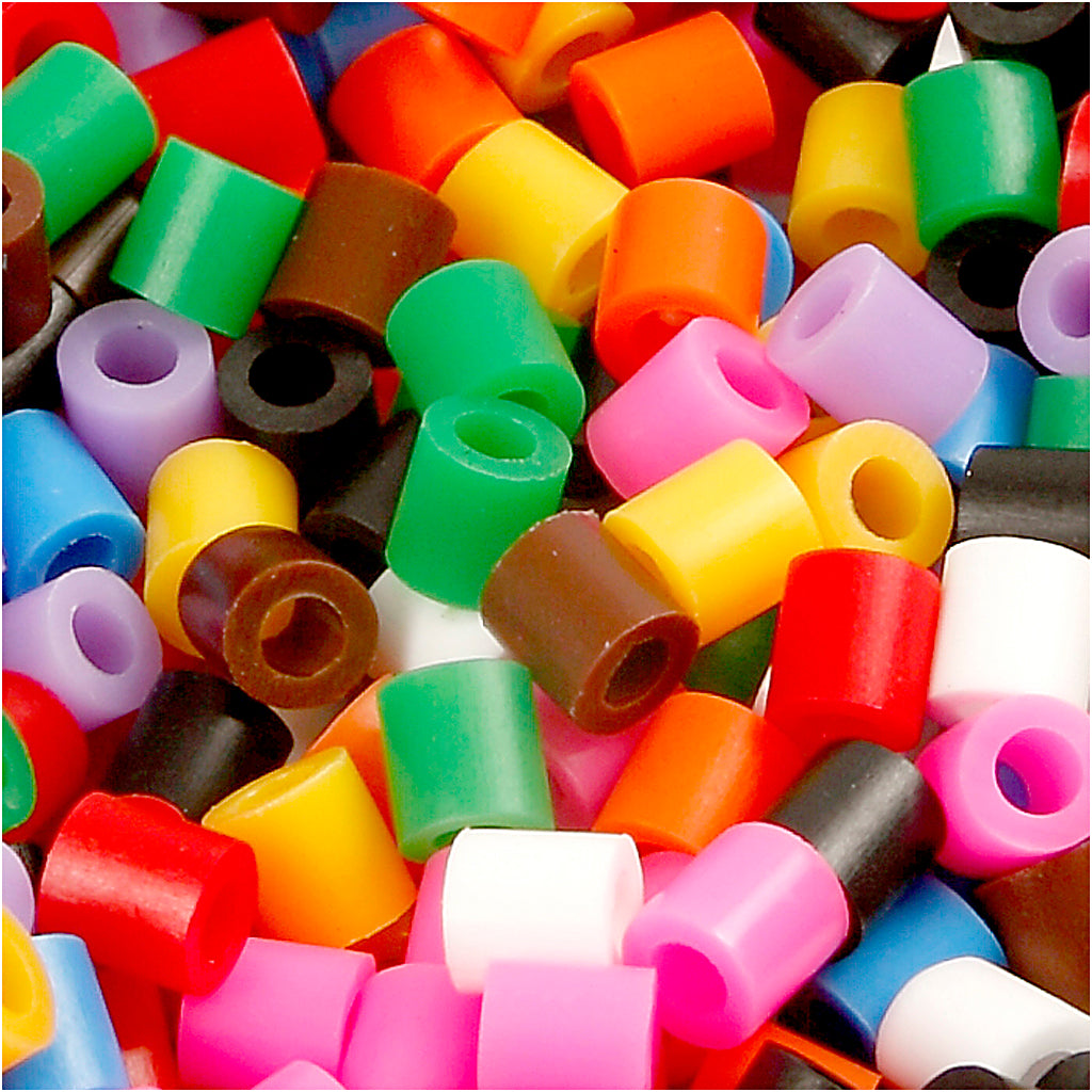 Fuse Beads, size 5x5 mm, hole size 2,5 mm, medium, standard colours, 1100 asstd.