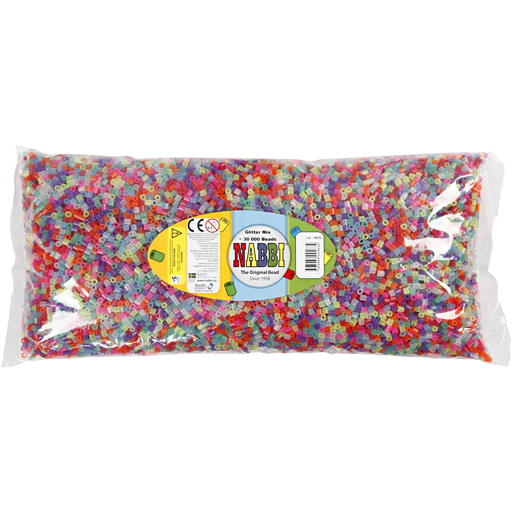 Perline a tubetto, misura 5x5 mm, misura buco 2,5 mm, medium, colori brillanti, 30000 asst./ 1 conf. [HOB-752401]