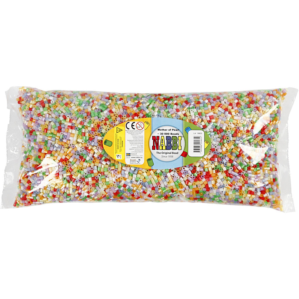 Perline a tubetto, misura 5x5 mm, misura buco 2,5 mm, medium, colori asst., 30000 asst./ 1 conf. [HOB-752601]