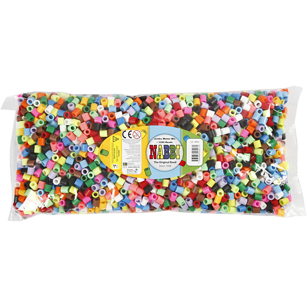 Perline a tubetto, misura 10x10 mm, misura buco 5,5 mm, JUMBO, colore aggiuntivo, 3200 asst./ 1 conf. [HOB-753541]