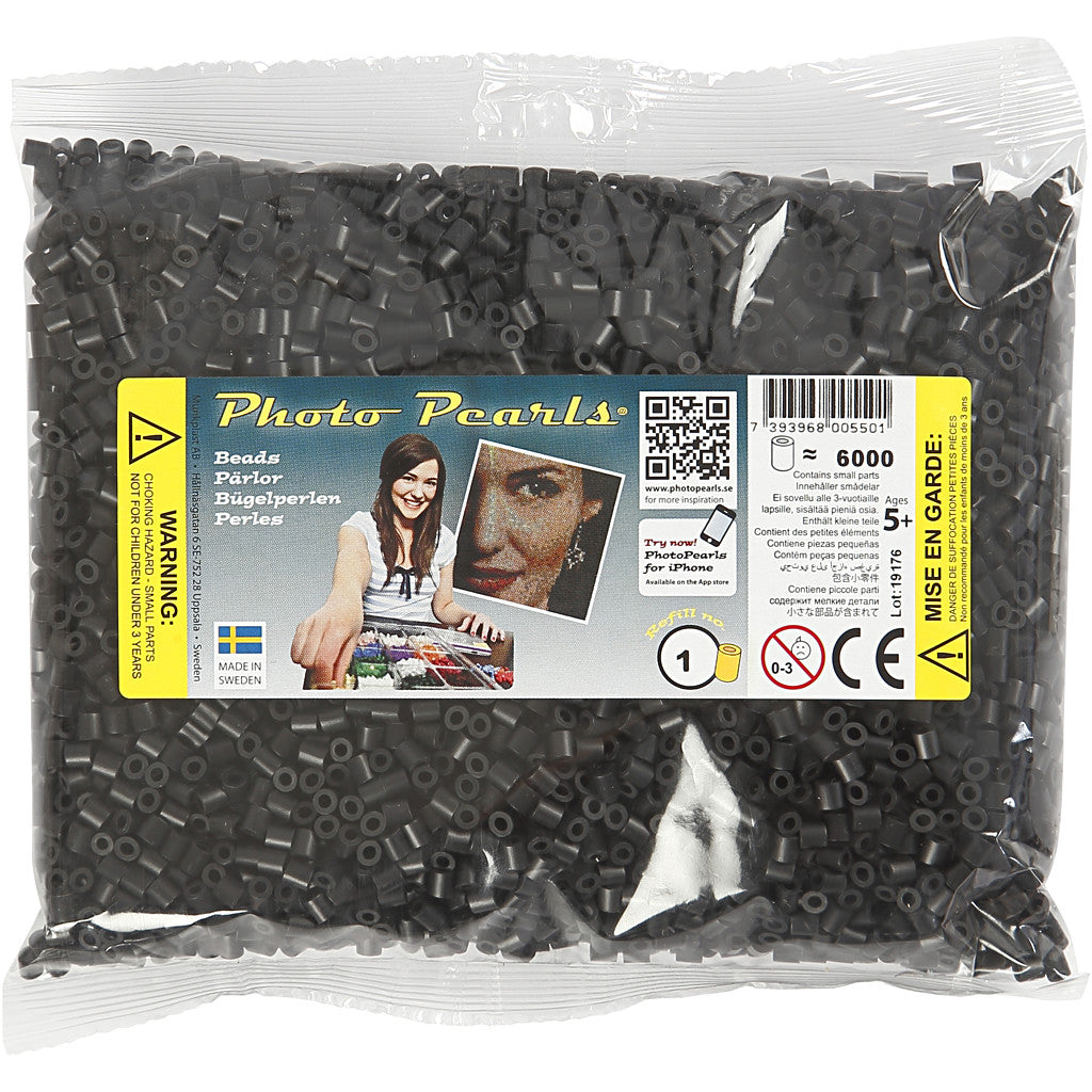 PhotoPearls, misura 5x5 mm, misura buco 2,5 mm, medium, nero (1), 6000 pz/ 1 conf. [HOB-75501]